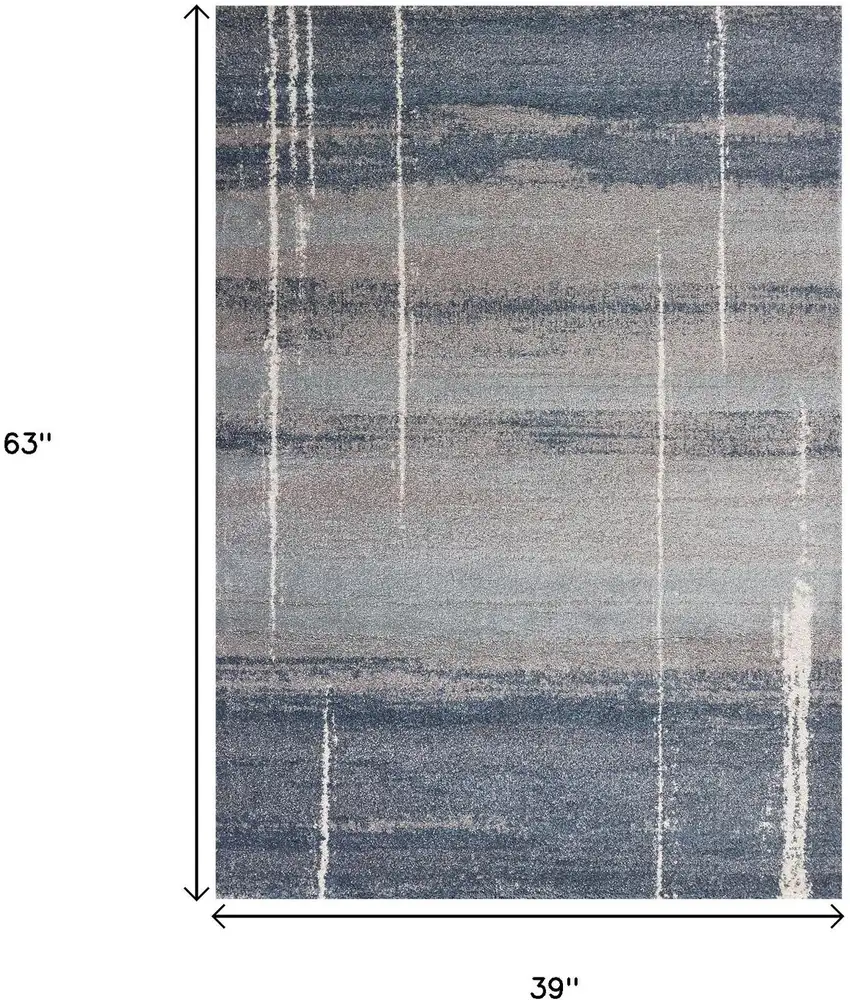 Blue And Gray Abstract Area Rug Photo 3