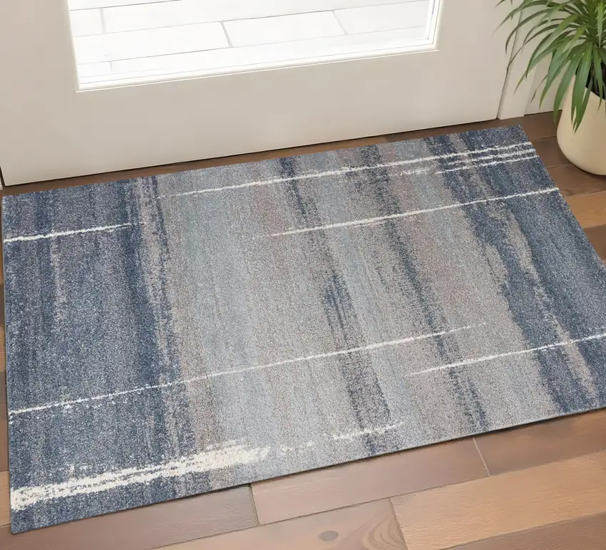 Blue And Gray Abstract Area Rug Photo 1