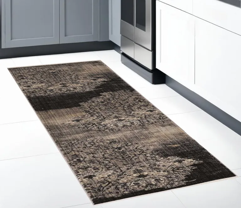 Blue Machine Woven Vintage Traditional Indoor Runner Rug Photo 4