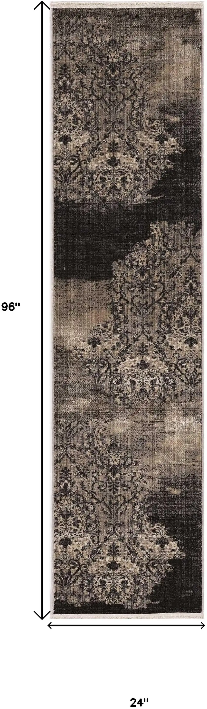 8' Blue Machine Woven Vintage Traditional Indoor Runner Rug Photo 3