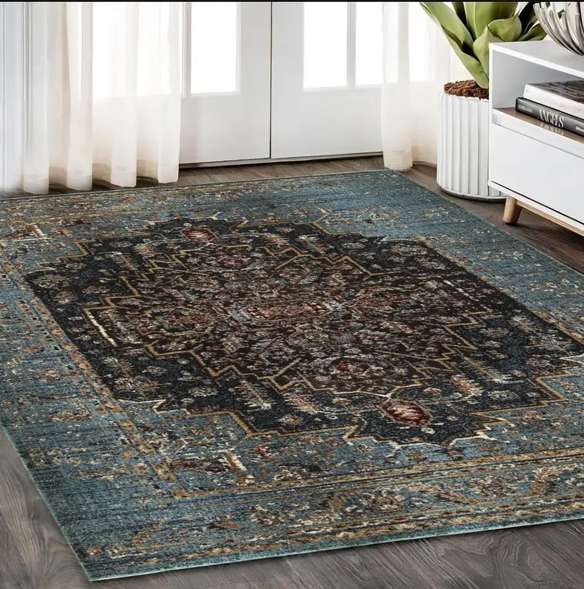 Blue Medallion Area Rug Photo 1