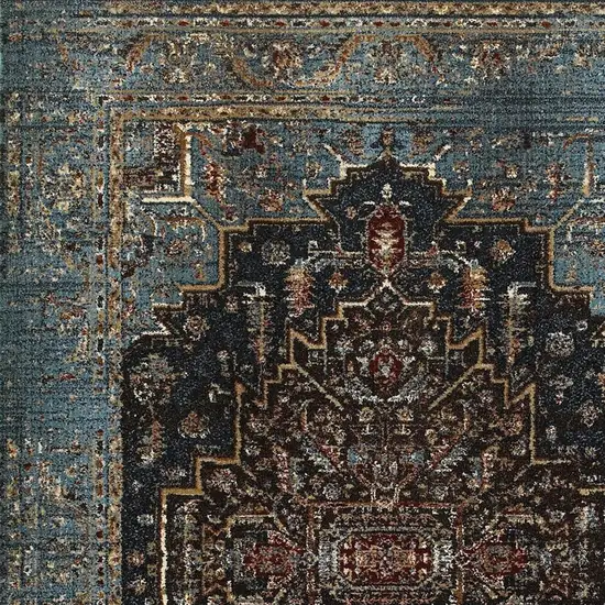 Blue Medallion Distressed Area Rug Photo 4
