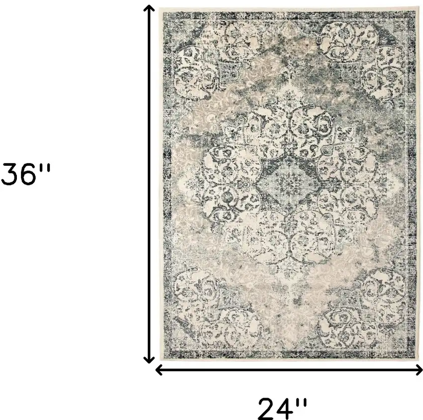 Blue Medallion Power Loom Area Rug Photo 6
