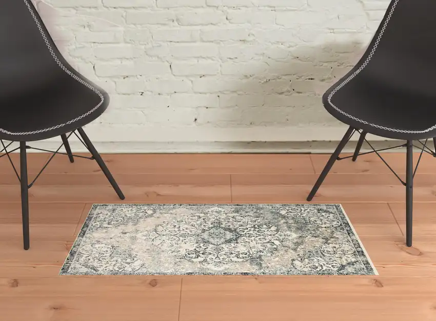 Blue Medallion Power Loom Area Rug Photo 4