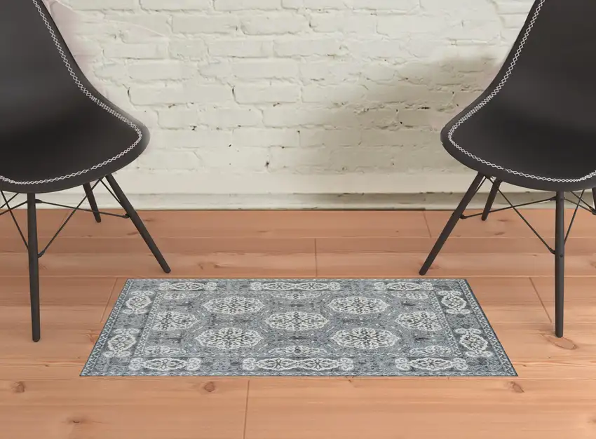 Blue Medallion Power Loom Area Rug Photo 3