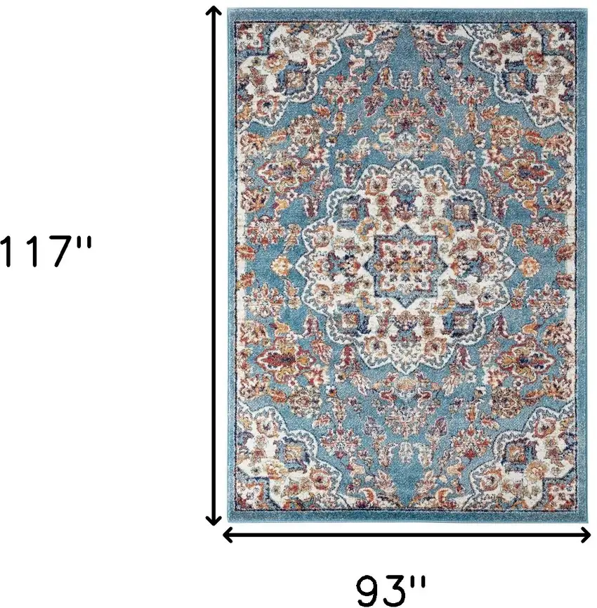 Blue Medallion Power Loom Area Rug Photo 7
