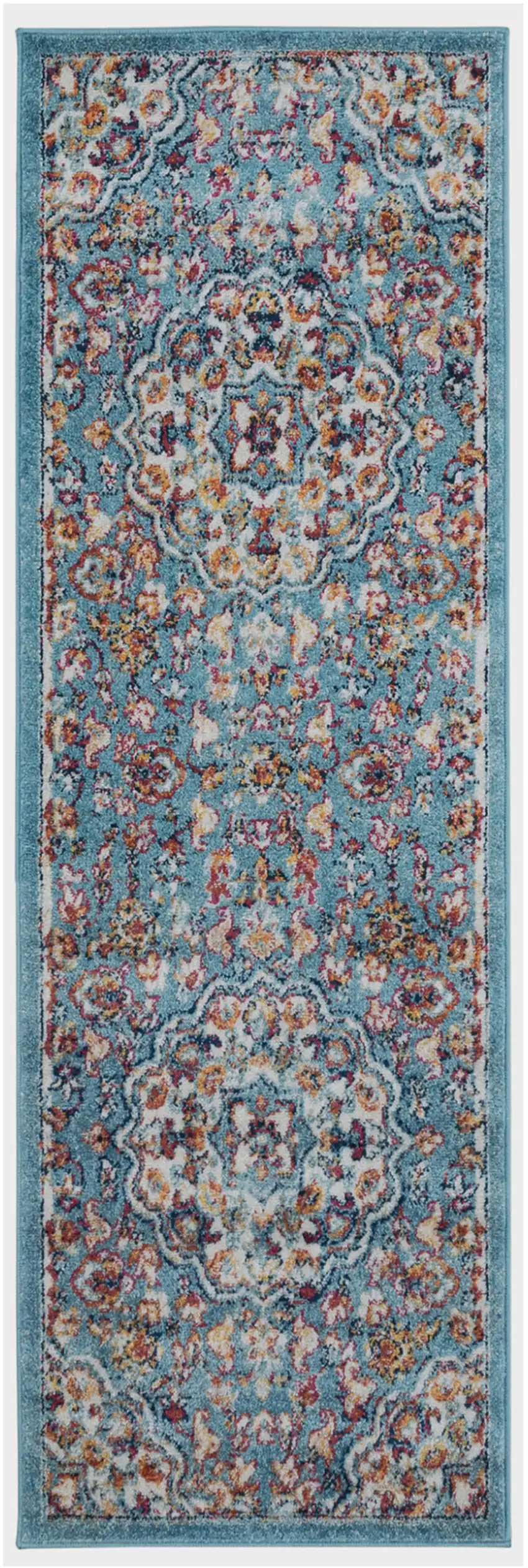 Blue Medallion Power Loom Runner Rug Photo 1