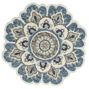 Photo of Blue Modern Floral Area Rug