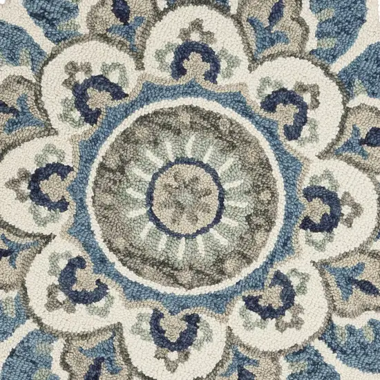 Blue Modern Floral Area Rug Photo 2