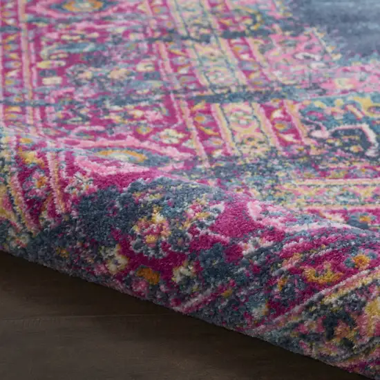 Blue Moroccan Power Loom Distressed Area Rug Photo 5