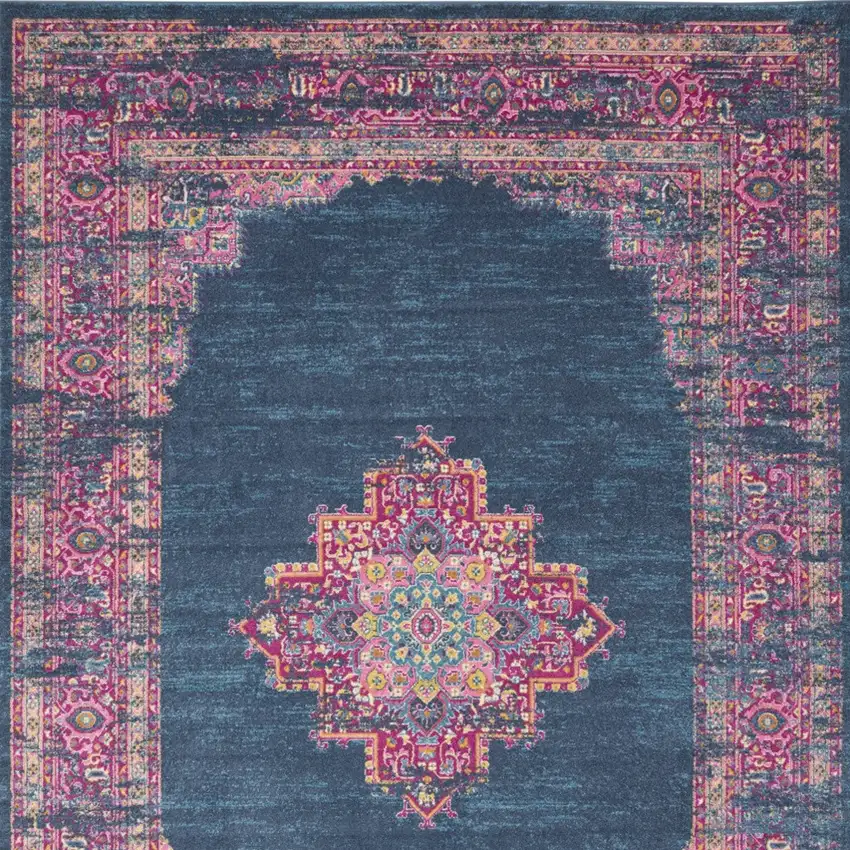 Blue Moroccan Power Loom Distressed Area Rug Photo 8