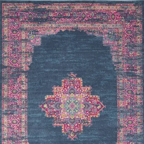 Blue Moroccan Power Loom Distressed Area Rug Photo 8