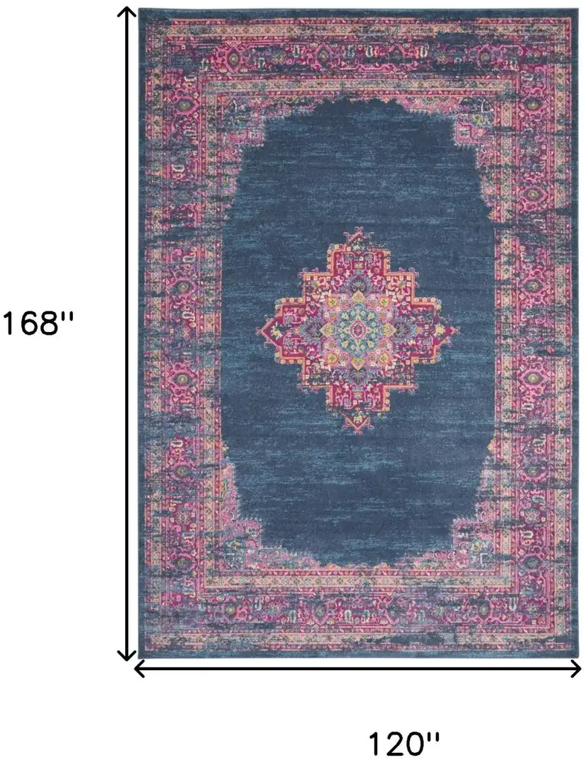 Blue Moroccan Power Loom Distressed Area Rug Photo 9