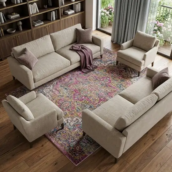 Blue Moroccan Power Loom Distressed Area Rug Photo 1