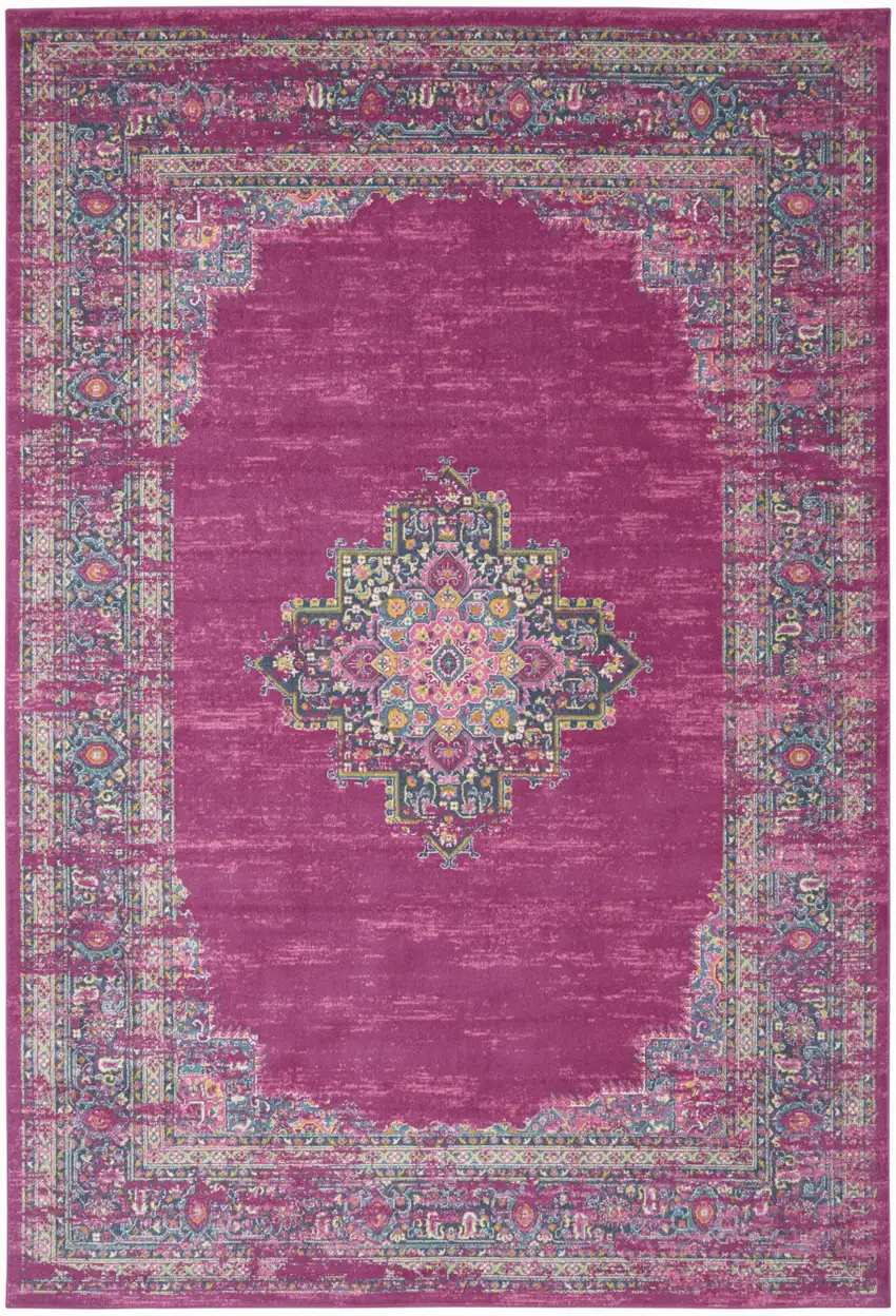 Blue Moroccan Power Loom Distressed Area Rug Photo 1