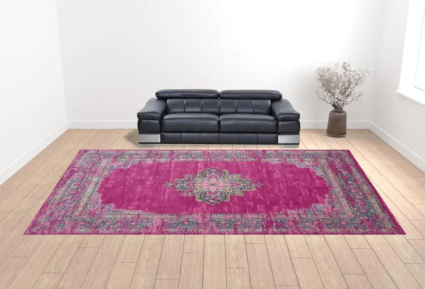 Blue Moroccan Power Loom Distressed Area Rug Photo 2