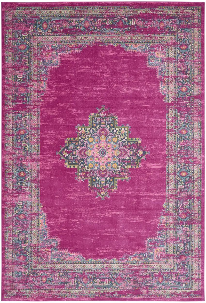 Blue Moroccan Power Loom Distressed Area Rug Photo 1
