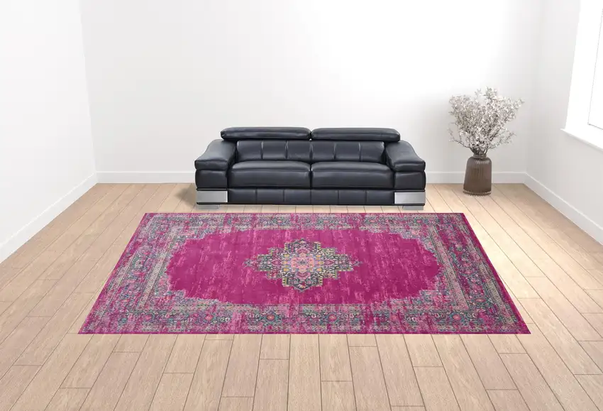 Blue Moroccan Power Loom Distressed Area Rug Photo 2