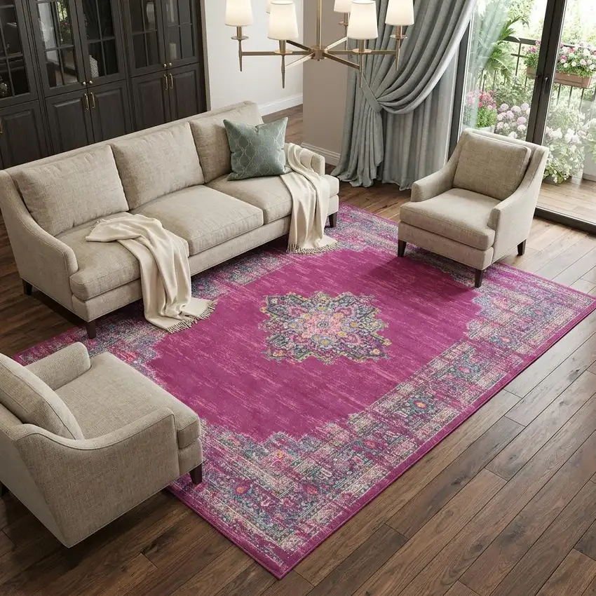 Blue Moroccan Power Loom Distressed Area Rug Photo 1