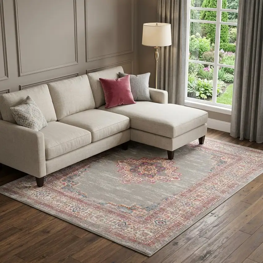 Blue Moroccan Power Loom Distressed Area Rug Photo 1