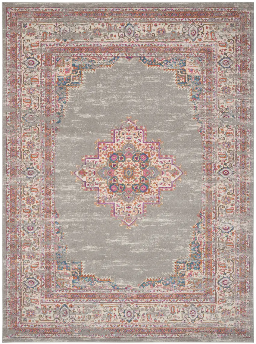 Blue Moroccan Power Loom Distressed Area Rug Photo 1