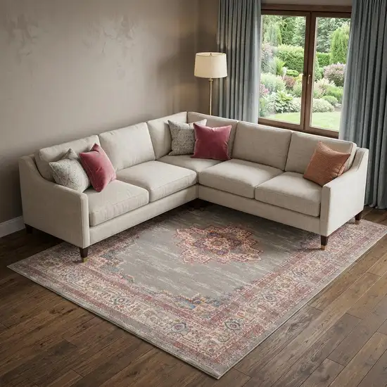 Blue Moroccan Power Loom Distressed Area Rug Photo 1