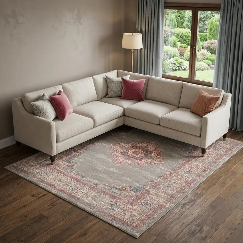 Blue Moroccan Power Loom Distressed Area Rug Photo 1