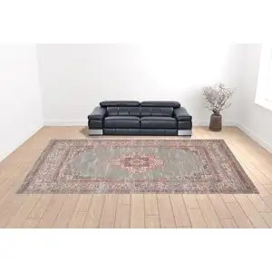 Photo of Blue Moroccan Power Loom Distressed Area Rug