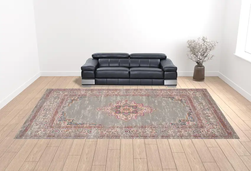 Blue Moroccan Power Loom Distressed Area Rug Photo 3