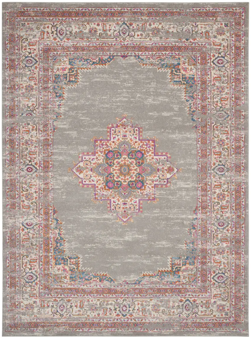 Blue Moroccan Power Loom Distressed Area Rug Photo 2