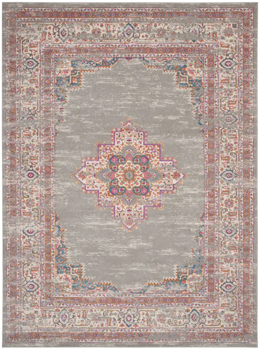 Blue Moroccan Power Loom Distressed Area Rug Photo 1
