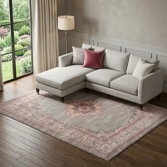 Blue Moroccan Power Loom Distressed Area Rug Photo 1