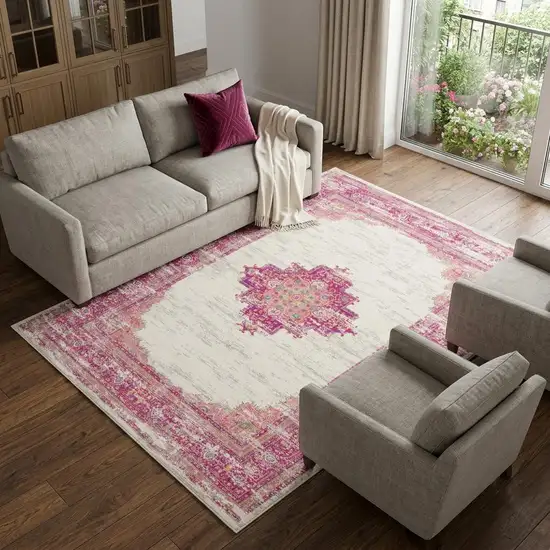 Blue Moroccan Power Loom Distressed Area Rug Photo 1