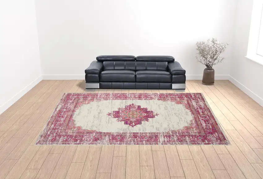Blue Moroccan Power Loom Distressed Area Rug Photo 2