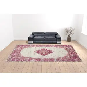Photo of Blue Moroccan Power Loom Distressed Area Rug