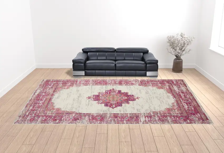 Blue Moroccan Power Loom Distressed Area Rug Photo 2