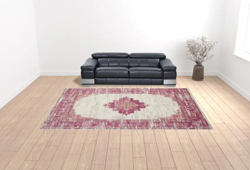 Blue Moroccan Power Loom Distressed Area Rug Photo 2