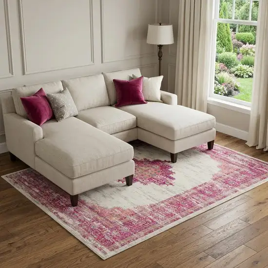 Blue Moroccan Power Loom Distressed Area Rug Photo 1