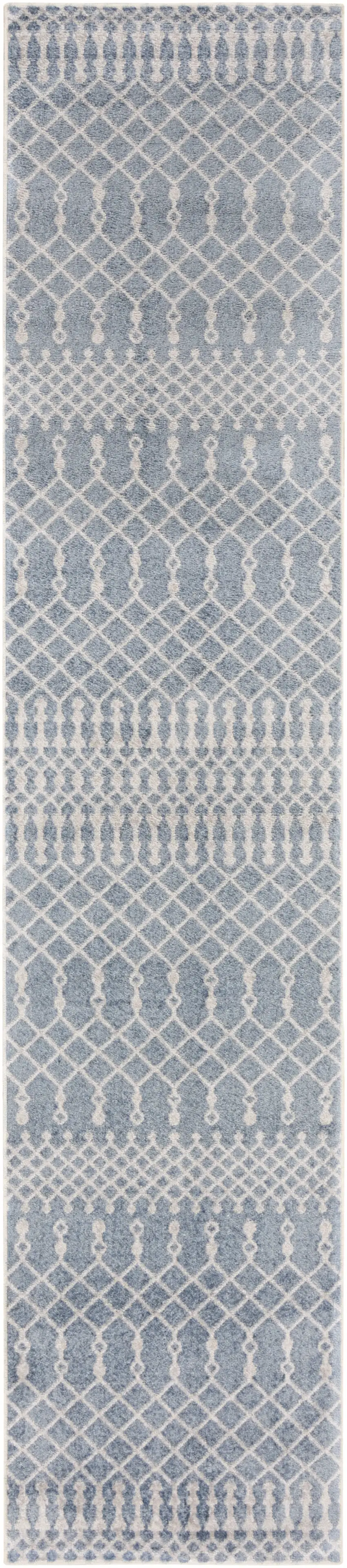 Blue Moroccan Power Loom Runner Rug Photo 2