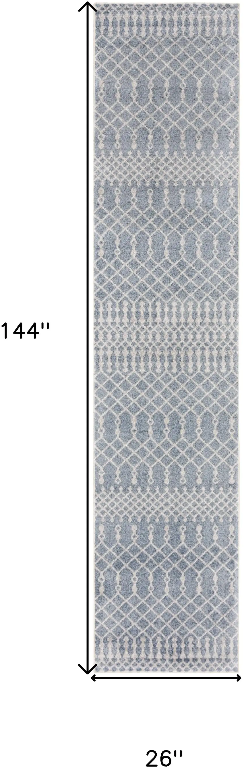 Blue Moroccan Power Loom Runner Rug Photo 3