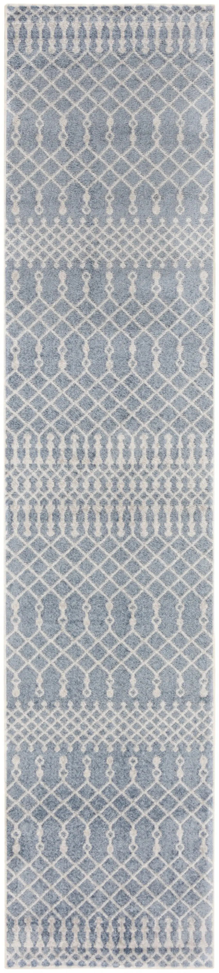 8' Blue Moroccan Runner Rug Photo 1