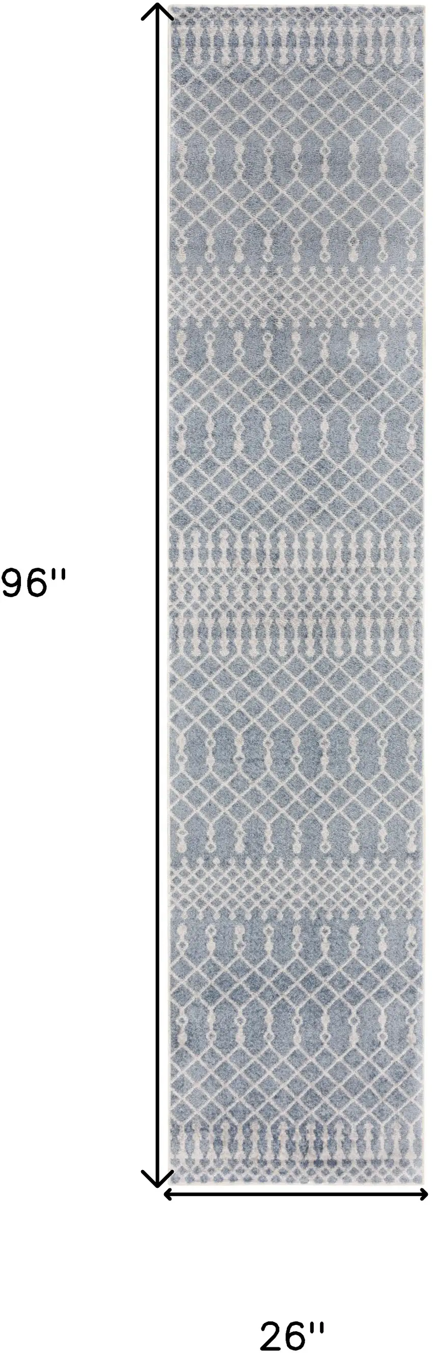Blue Moroccan Power Loom Runner Rug Photo 3