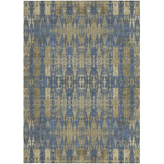 Blue Moroccan Washable Non Skid Indoor Outdoor Area Rug Photo 6