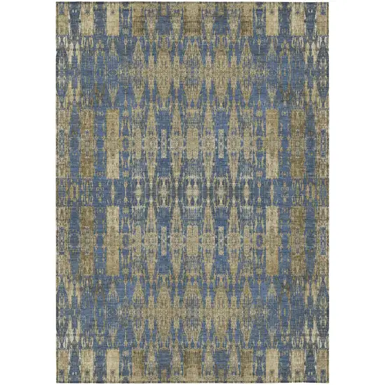 Blue Moroccan Washable Non Skid Indoor Outdoor Area Rug Photo 2
