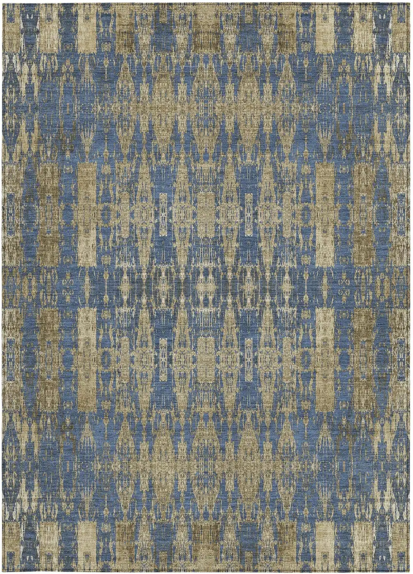 Blue Moroccan Washable Non Skid Indoor Outdoor Area Rug Photo 5
