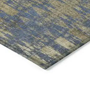 Photo of Blue Moroccan Washable Non Skid Indoor Outdoor Area Rug