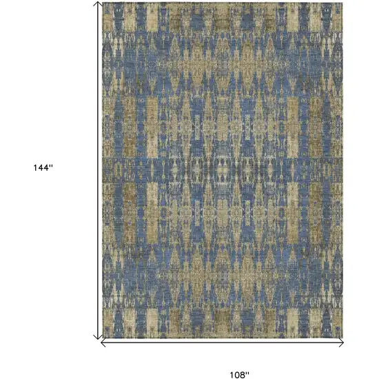 Blue Moroccan Washable Non Skid Indoor Outdoor Area Rug Photo 3