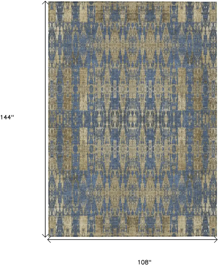 Blue Moroccan Washable Non Skid Indoor Outdoor Area Rug Photo 3