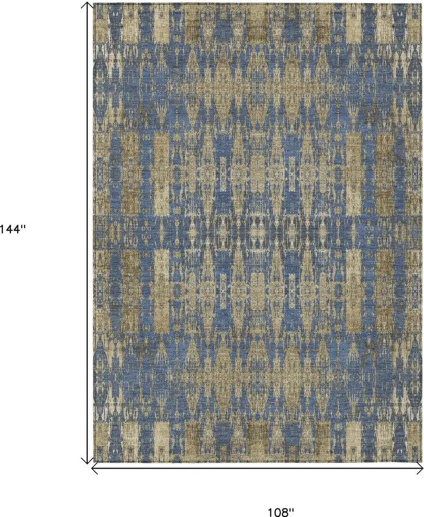 Blue Moroccan Washable Non Skid Indoor Outdoor Area Rug Photo 3