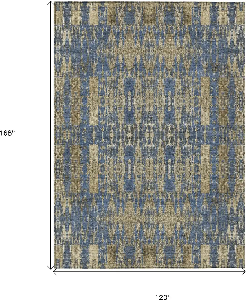 Blue Moroccan Washable Non Skid Indoor Outdoor Area Rug Photo 3
